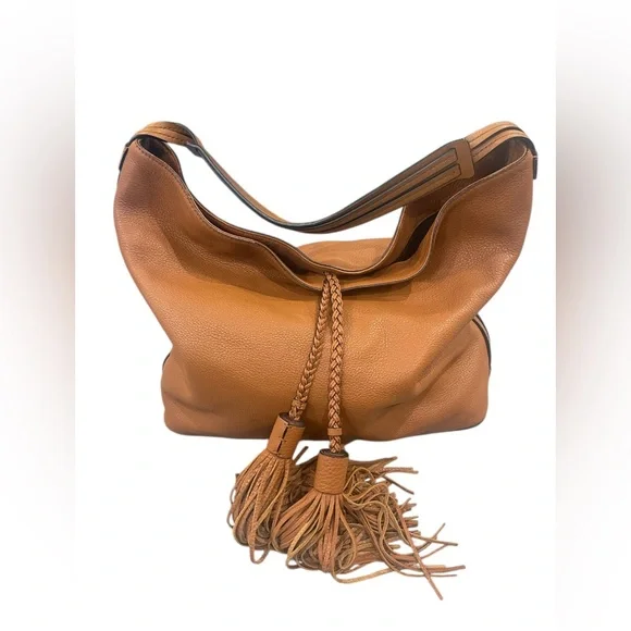 Rebecca Minkoff Isobel Pebbled Soft Leather Hobo Shoulder Purse Camel Brown - Picture 3 of 15